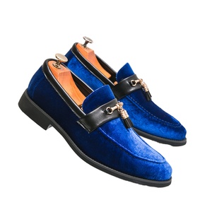 Mocassins décontractés en daim bleu-vert grande taille à enfiler confortables avec pompons pour mariages et occasions formelles été couleur unie - Product Image 1