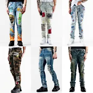 Wholesale high - quality burst everything match pants slim jeans stacked clothing men men's t shirts and jeans trousers