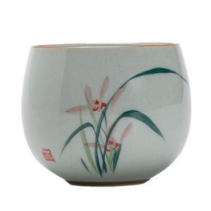 Taza de té de orquídeas pintada a mano, taza maestra de cerámica para ceremonia del té, estilo tradicional chino - Product Image 4