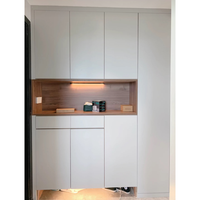 Ensemble de meubles de rangement pour entrée en bois de style français moderne, organisateur de buanderie intégré sur mesure, éclairage LED modulaire, portes à panneaux surélevés