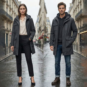 سترة مقاومة للماء سريعة الجفاف <span class=keywords><strong>3</strong></span> في 1 من المصنع مباشرة، سترة تكتيكية أنيقة بغطاء للرأس، سترة عصرية متوسطة الطول - Product Image 1