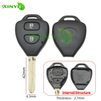 Coque de clé télécommande XINYE pour TOY43/TOY47 à 2/3/4 boutons, remplacement de coque de clé, boîtier de clé transpondeur
