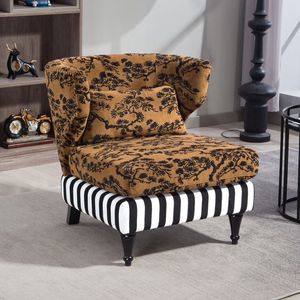 Sillón Individual de Estilo Francés Moderno con Otomana, Tapizado en Tela, para Sala de Estar, Dormitorio, Estudio u Oficina - Product Image 3