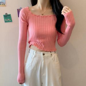 Suéter de punto fino de manga corta y larga para niña, estilo holgado, venta al por mayor - Product Image 3