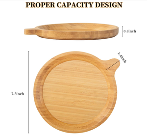 Nouveau style Lot de 4 assiettes en bois de bambou Assiettes en bambou réutilisables Plateau de fruits Plateau en bois pour la cuisine à domicile - Product Image 2