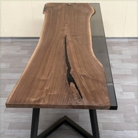 Table de bureau et table basse en bois massif de noyer noir d'Amérique du Nord, résine, style moderne, luxe léger, grande planche personnalisée