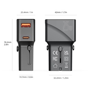 Adaptateur USB Type-C intelligent universel 25W QC3.0+PD3.0, chargeur rapide tout-en-un, prise internationale, voyage, ignifuge, <span class=keywords><strong>le</strong></span> <span class=keywords><strong>plus</strong></span> <span class=keywords><strong>petit</strong></span> - Product Image 6
