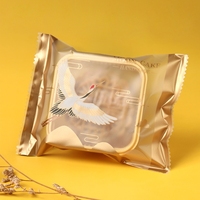 Sachets de collation scellés à la chaleur personnalisés avec feuille d'or, emballés individuellement, pour gâteaux de lune, biscuits, avec encoche de déchirure