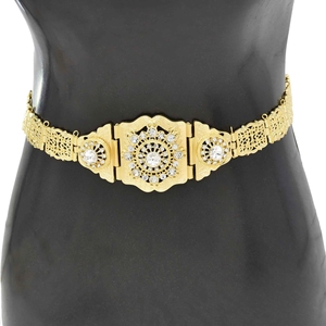 Chaînes de corps de fleurs creuses en strass marocain pour femmes, chaînes de danse du ventre <span class=keywords><strong>Sexy</strong></span>, chaînes de taille ethniques Boho - Product Image 3
