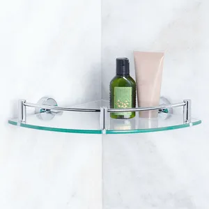 6 mm 8 mm 10 mm Clear extra clear black Wall-mountd stainless steel bathroom tempered glass corner shelf