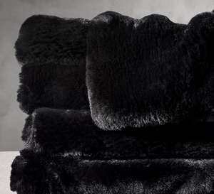 Jeté de luxe en fausse fourrure de lapin noir - Product Image 1