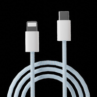 Kabel Data USB C ke 8 Pin, Kabel Nylon Kepang Fleksibel, Pengisian Cepat 20W PD untuk Smartphone, Panjang 1M 1.5M 2M, OEM ODM Grosir