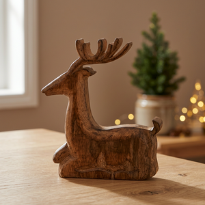 Decoración de Ciervo de Madera, Adorno Navideño de Estilo Tradicional Hecho a Mano - Product Image 3