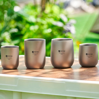 Résistant à la chaleur Camping en plein air Double paroi titane métal tasse à boire tasse à café légère tasse de voyage Portable