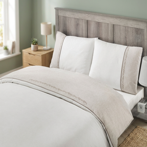 MS Jacquard 100% Cotton Hypoallergenic Luxury Home <b>Bedding</b> <b>Set</b> Applique Embroidery 200 Thread Count Customizable Colored Gray - Product Image 2