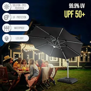 Aul. de jardin haut de gamme à balancier. <span class=keywords><strong>Parasol</strong></span> lumineux à <span class=keywords><strong>LED</strong></span>, <span class=keywords><strong>parasol</strong></span> romain <span class=keywords><strong>pour</strong></span> restaurant, hôtel, piscine - Product Image 4