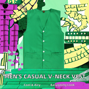 เสื้อกั๊กผู้ชายลำลอง คอวี ผ้าโพลีเอสเตอร์ ชั้นเดียว กระดุมติด จุของได้เยอะ สไตล์บ็อกเซอร์ ใส่สบาย ระบายอากาศดี เหมาะสำหรับฤดูร้อน ซักได้ - Product Image 2