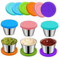 Tasses de sauces à tremper en acier inoxydable de haute qualité de 2.4oz petit couvercle de stockage de condiments multifonction pour le voyage