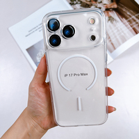 Coque de téléphone magnétique en acrylique rigide transparente pour iPhone 17 Pro Max Coque magnétique transparente en cristal