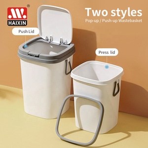 Tempat Sampah Plastik 5.7/8.7L dengan Tutup Tekan dan Model Tanpa Tutup untuk Dapur, Rumah Tangga, Kamar Mandi, Dilengkapi Pegangan - Product Image 3