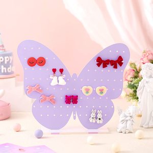 Haute qualité violet papillon en forme acrylique boucles d'oreilles affichage panneau perforé boucle d'oreille cerceau support affichage - Product Image 3