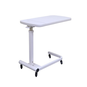 Hospital <b>Table</b> Height Adjustable Steel Frame <b>Foldable</b> Rectangle White Bedside <b>Desk</b> For Adults And Elderly Bedroom Use - Product Image 2