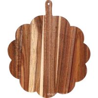 Plateau en bois d'acacia double face, épais, de forme irrégulière, à bords festonnés, pour snacks, pain, planche à découper, plateau à steak, fruits