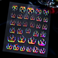 Autocollants pour ongles en forme de feu laser arc-en-ciel, décalcomanies holographiques métalliques flamme auto-adhésives, sliders pour ongles gothiques punk pour le quotidien et les fêtes