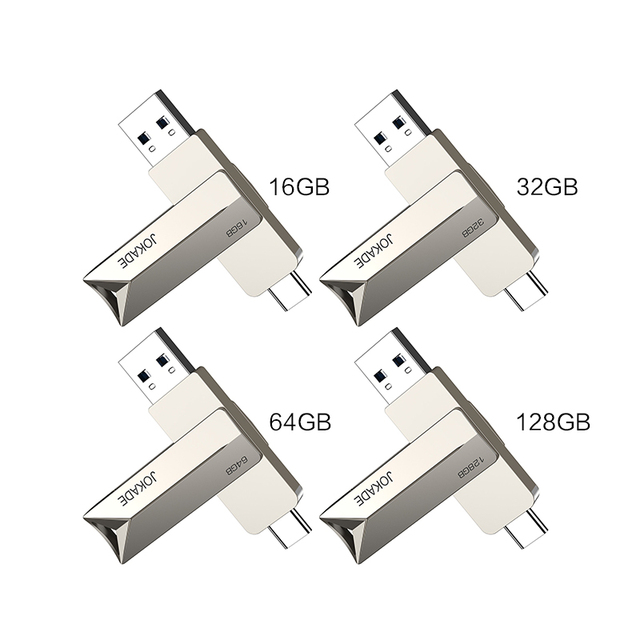 JOKADE USB3.2 16GB 32GB 64GB 128GB High Speed Computer Laptop PC U-Disk 360 Rotation USB Type-c Flash Drive
