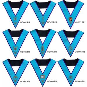 Juego de collares de Oficial masónico de 9 insignias bordadas cosidas a máquina AASR característica magnética - Product Image 2