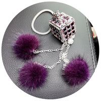 Nouveau Pendentif de Voiture en Cristal, Ornement de Rétroviseur en Forme de Cube, Style Simple, Orné de Diamants, Accessoire d'Intérieur Transfrontalier