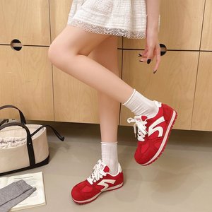 Wholesale Custom <strong>Glitter</strong> Mesh Suede <strong>Womens</strong> Retro Low-Top Sneakers Lace-Up Breathable Casual <strong>Trainers</strong> OEM ODM Beige Green Red - Product Image 6