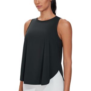 Camiseta sin mangas FOXA para mujer, estilo racerback, corte holgado, con aberturas laterales, para yoga y entrenamiento, con dobladillo curvo y diseño asimétrico - Product Image 1