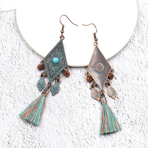 Fashion Dangle <b>Earrings</b> Alloy Turquoise <b>Tassel</b> Drop <b>Earrings</b> Women's Jewelry Boho Style Long <b>Earrings</b> - Product Image 4
