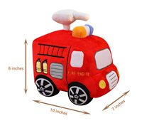 Jouet en peluche pour animaux de compagnie en forme de camion de pompiers, adorable camion de pompiers rouge en dessin animé, peluche interactive et résistante pour chiens
