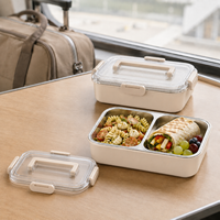 Boîte à lunch personnalisée avec impression, 3 compartiments, 1000 ml, en acier inoxydable 304 de qualité alimentaire, amovible, pour adultes, bureau, voyage, fournie par l'usine OEM