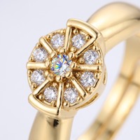 UGEPHELI VVS1 Moissanite Passe le testeur de diamant GRA Bague réglable motif fleur soleil plaqué or 18 carats Bijoux