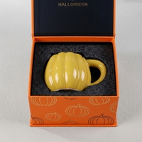 Offre Spéciale personnalisé moucheté glaçure petit déjeuner lait tasse à thé halloween citrouille café tasse en céramique avec poignée ronde