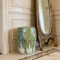 Tabouret de jardin en porcelaine chinoise vintage, motif Bok Choy, peint à la main, motif chou, en céramique, porcelaine Bok Choy