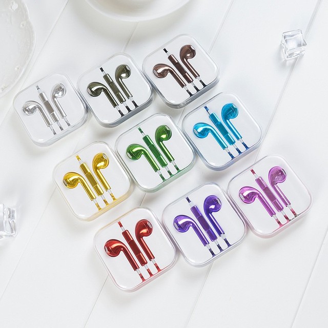 Electroplated Earphones with Full-color in Ear Design Phone Universal Wired Earphones Color Painted Bright Surface Earbuds Gift