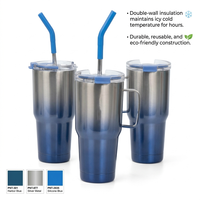 Gobelet isotherme de 30 oz en acier inoxydable à double paroi, tasse de voyage avec paille, anti-fuite, pour voiture, bureau, maison, extérieur