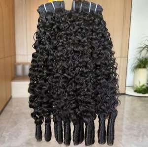 Extensiones de <span class=keywords><strong>Cabello</strong></span> Humano Rizado Birmano, Super Double Drawn, con Puntas Más Gruesas, Cortadas de Niña Joven, <span class=keywords><strong>Cabello</strong></span> Virgen Malayo - Product Image 3