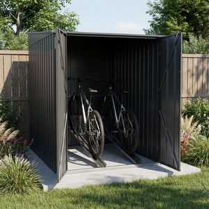 Caseta para Bicicletas Prefabricada <span class=keywords><strong>de</strong></span> Acero Galvanizado, <span class=keywords><strong>Almacenamiento</strong></span> <span class=keywords><strong>Exterior</strong></span> para Bicicletas con Rieles, Fácil Instalación para Uso en Jardín y Hogar - Product Image 3