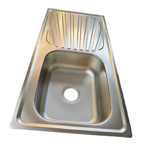 Évier de cuisine à bol unique en acier inoxydable 9643 avec égouttoir et complet avec crépine - Product Image 2