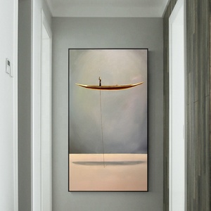 Nouveau Style Chinois Doré Naturel pour <span class=keywords><strong>Bateau</strong></span> Paysage Art Créatif Photos Nostalgiques toile mur photos bateaux de <span class=keywords><strong>peinture</strong></span> à l'huile - Product Image 2