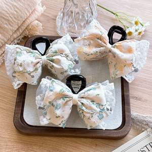 กิ๊บติดผมลูกไม้หรูหรา ประดับโบว์ผีเสื้อผ้า สำหรับผู้หญิง ใช้ในงานแต่งงาน - Product Image 6