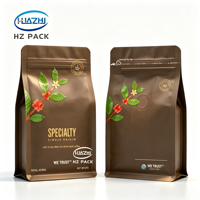 Sachet de café en aluminium imprimé sur mesure avec valve et fermeture éclair pour grains de café, poudre, café moulu, snacks instantanés, qualité alimentaire, haute barrière