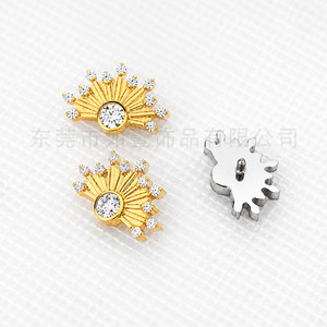 Clous d'oreilles en zircon en forme d'éventail en alliage de titane Yunnique 11 mm, bijoux dorés pour soirée, piercing - Product Image 3