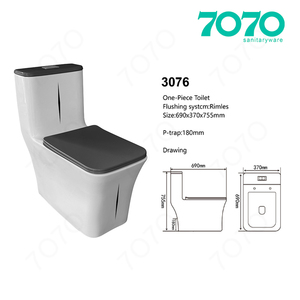 Hiện đại kép tuôn ra một mảnh nhà vệ sinh gốm 3076S P 180 mét trong nhà vuông washdown <span class=keywords><strong>WC</strong></span> cho khách sạn và phòng tắm - Product Image 5