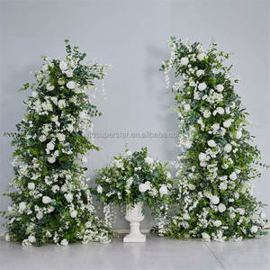 C-322 Nuovo Design Arco Nuziale per Disposizioni Floreali, Struttura a Corno di Bue con Piante Verdi e Campanule Pendenti, Arco in Metallo - Product Image 3